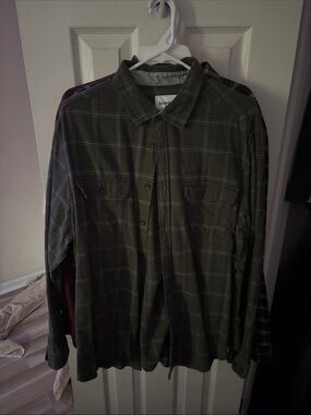 Goodfellow & Co Olive Plaid Long-Sleeve Shirt